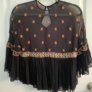 ZARA Embroidered Chiffon Top
